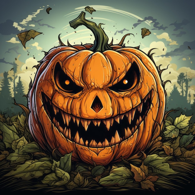 Projeto de arte de abóbora de Halloween de ilustração