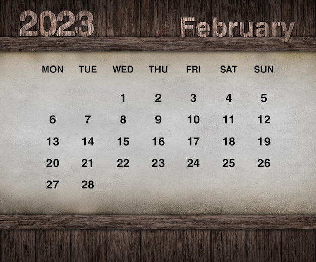 Projeto de calendário para 2023. Parede de grunge em fundo de madeira. Conjunto de 12 calendários.