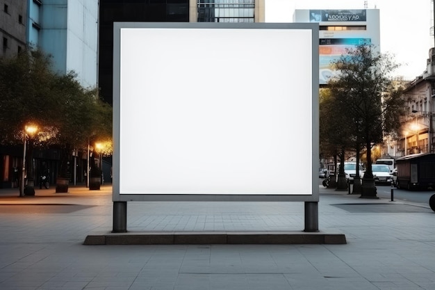 Projeto de cartaz ou cartaz em branco projeto de bandeira em branco projeta um grande cartaz em uma cidade gerado pela IA