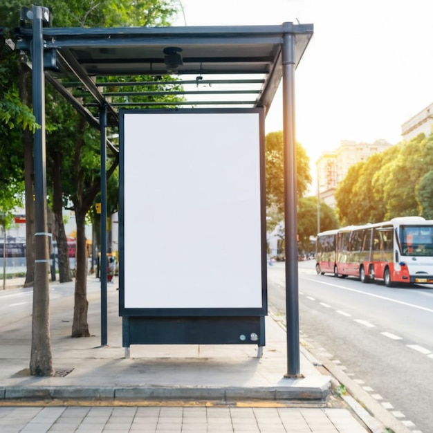 Foto projeto de cartaz publicitário ao ar livre vazio na parada de ônibus lugar publicitário vazio para marketing