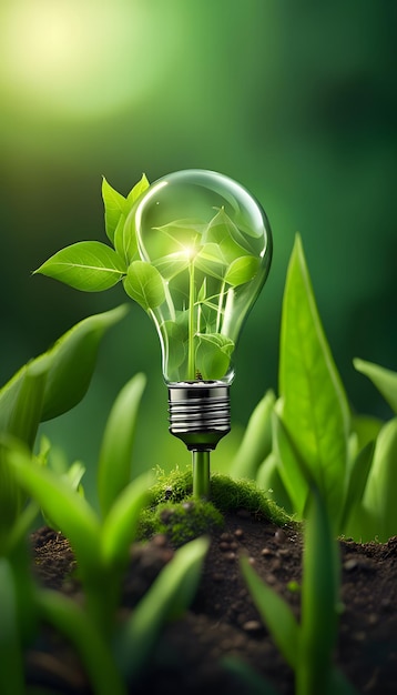 Projeto de energia eco verde com lâmpada