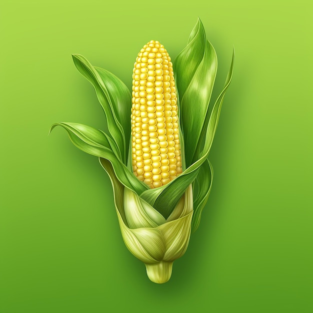 Foto projeto de ilustração de milho fresco fundo gradiente de cor verde