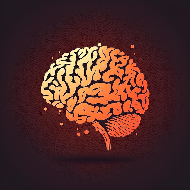 Projeto de ilustração do cérebro humano em 3d e conceito de design digital