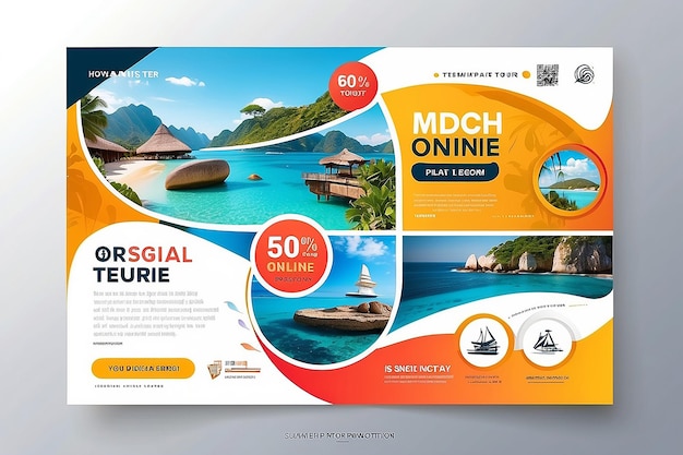 Projeto de modelo de banner web de promoção de negócios de viagens para mídias sociais