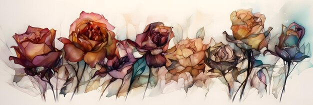 Projeto de plano de fundo abstrato de rosas em aquarela IA generativa