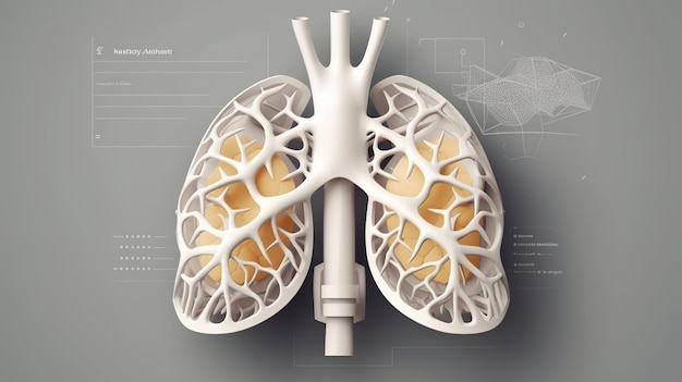 Projeto de pulmões médicos em estilo abstrato Tecnologia médica Tecnologia de medicina Conceito de saúde de medicina Conceito de farmácia Elemento de design IA generativa