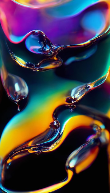 Projeto líquido colorido abstrato com gotas e bolhas Generative AI