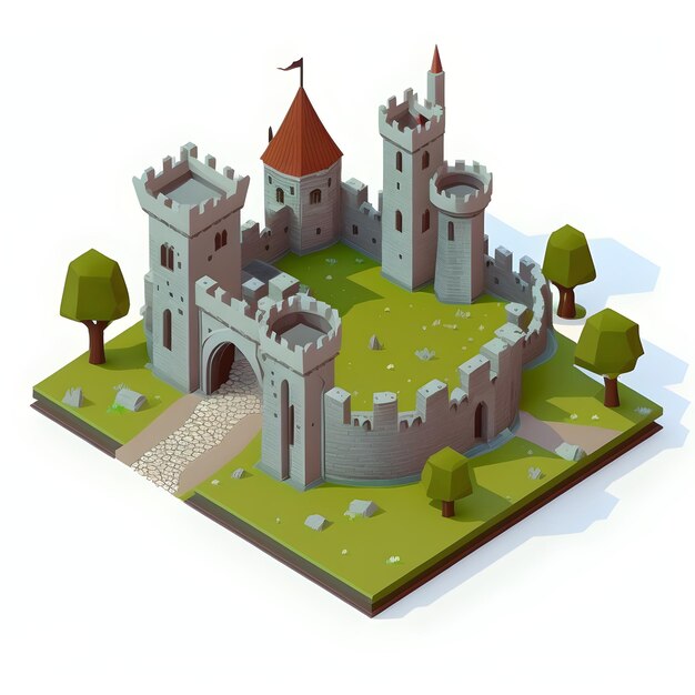 Projetos de ativos de jogos 3D, castelo 3d