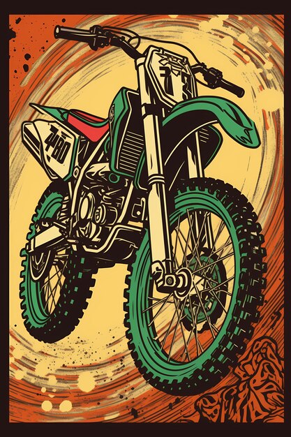 Projetos de ilustração de motocross em cores sólidas geradas por IA