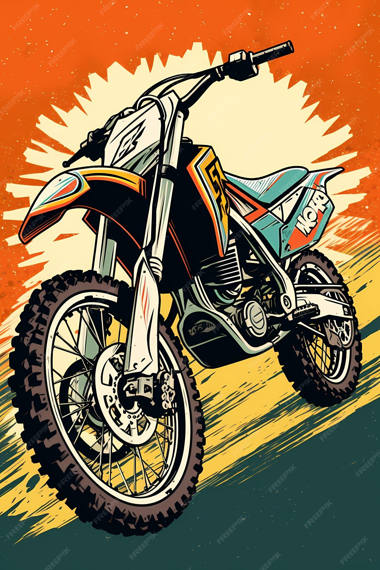 Desenhos de ilustração de motocross em cores sólidas