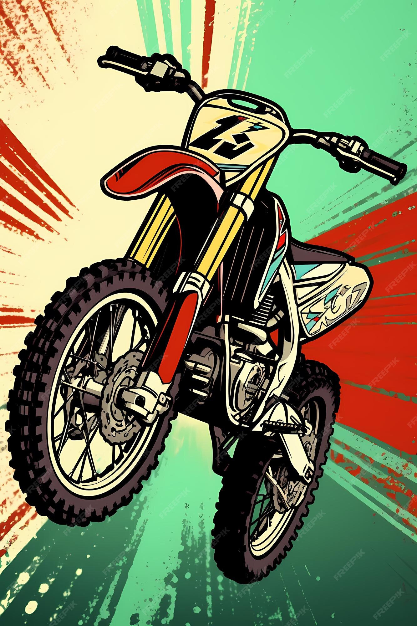 Desenhos de ilustração de motocross em cores sólidas