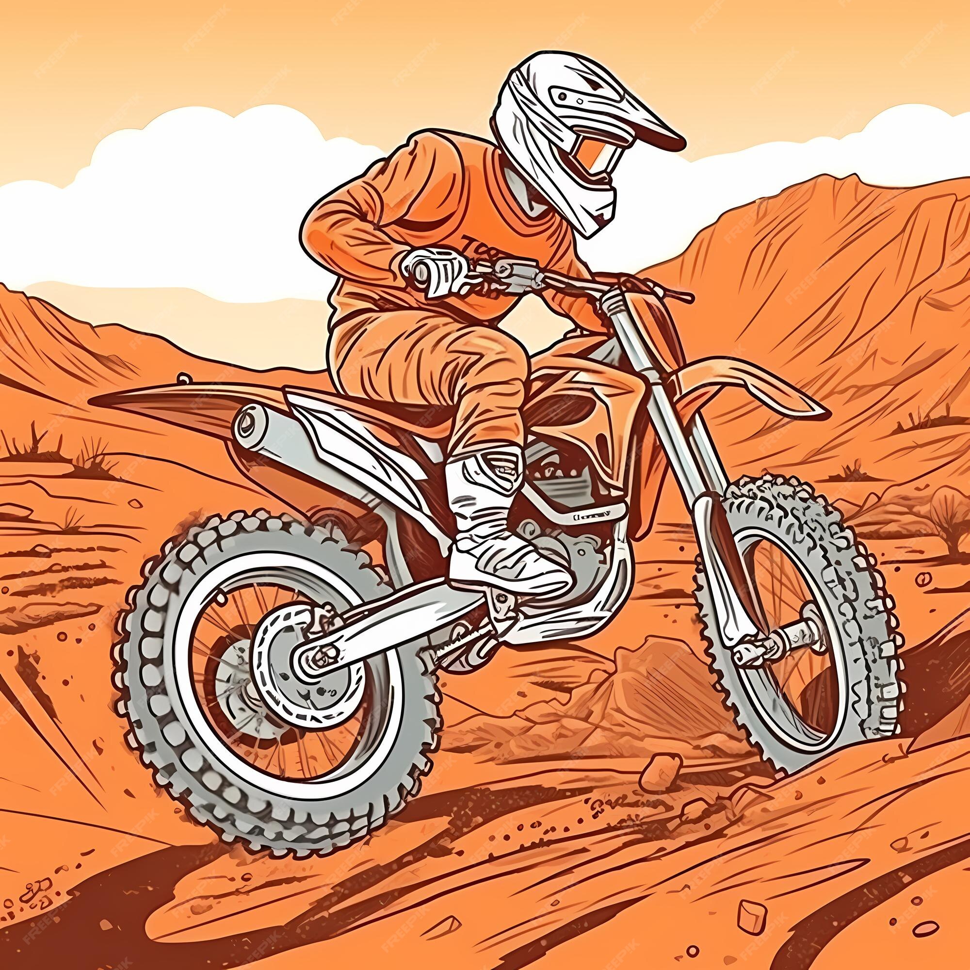 Desenhos de ilustração de motocross em cores sólidas