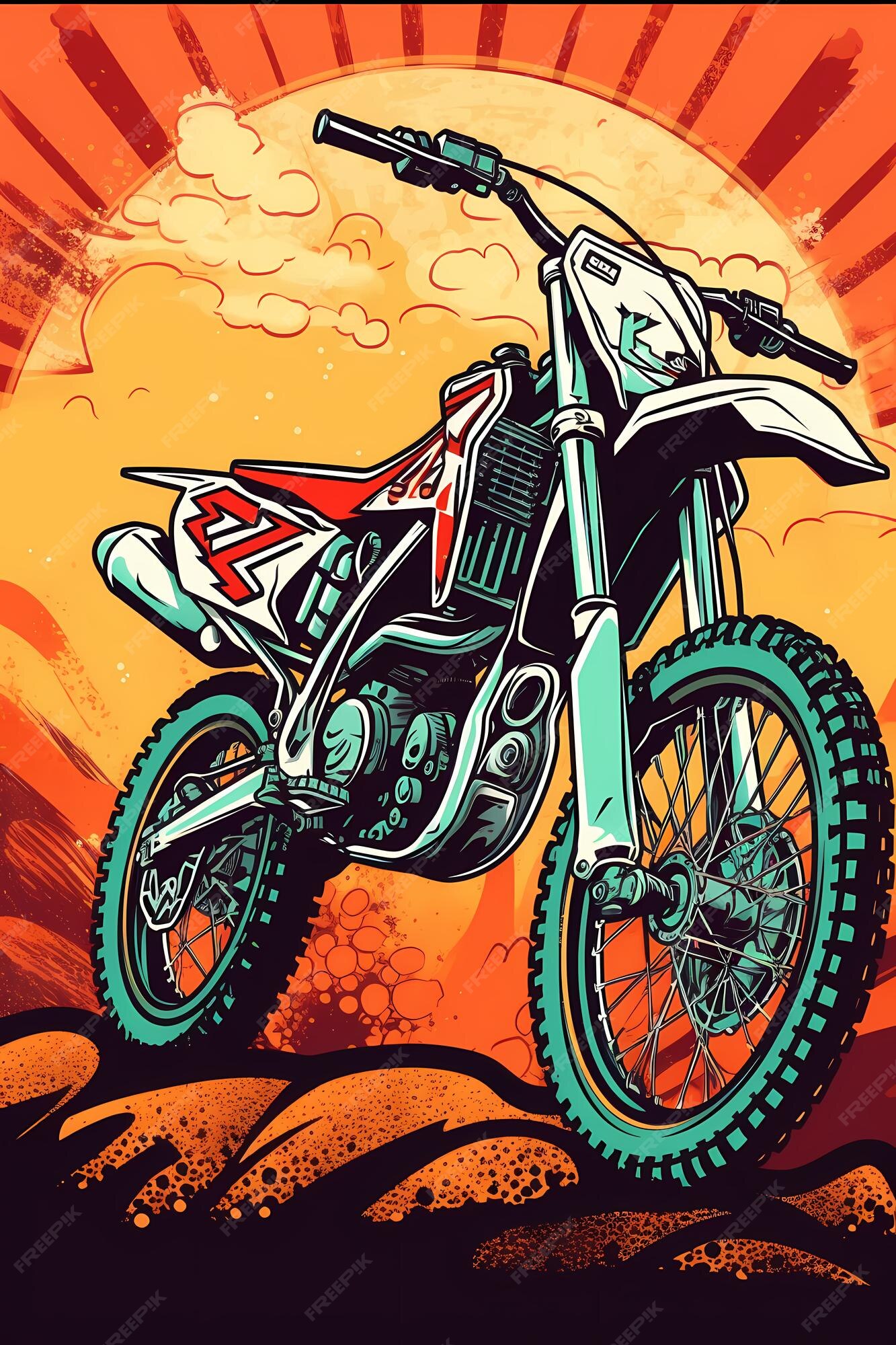 Desenhos de ilustração de motocross em cores sólidas