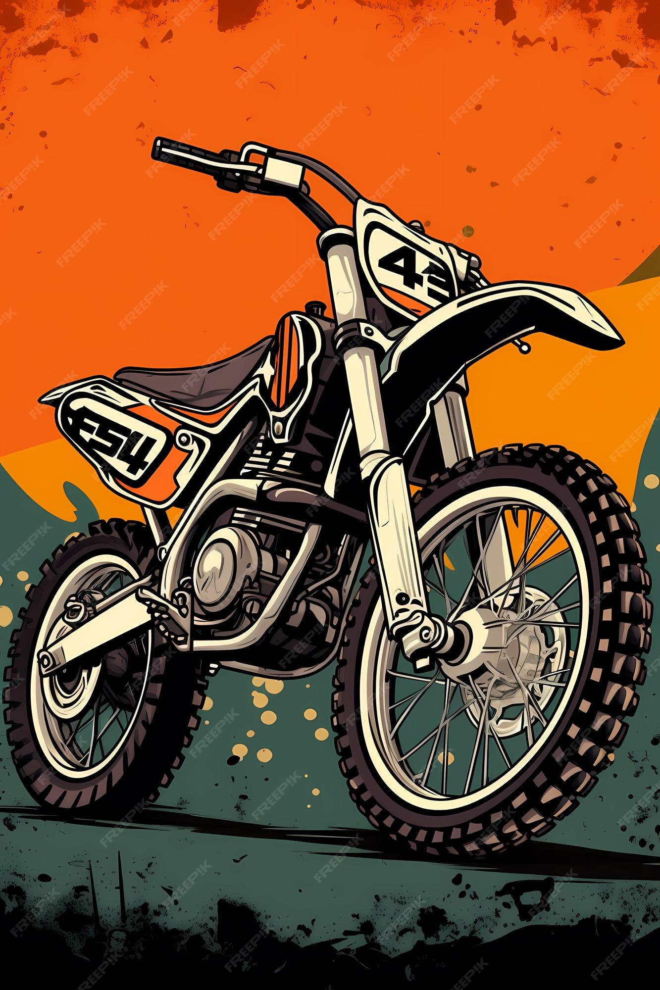 Desenhos de ilustração de motocross em cores sólidas