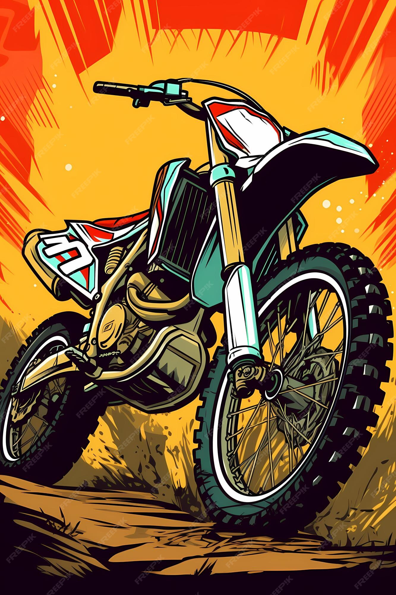 Desenhos de ilustração de motocross em cores sólidas