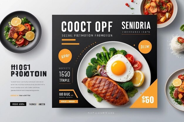 Promoção de alimentos nas redes sociais e modelo de design de banners