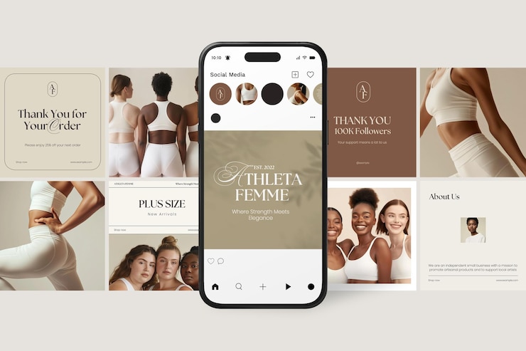 Foto promoção de marcas de moda atlética em redes sociais
