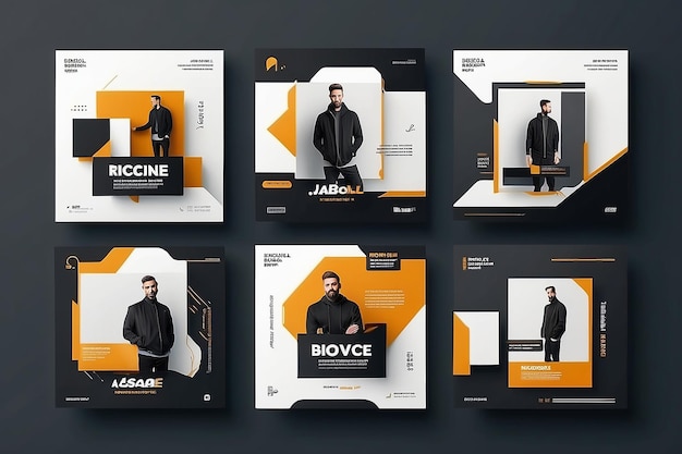 Promoção de produtos modernos elegante ativo e masculino ousado instagram social media post template set mockup