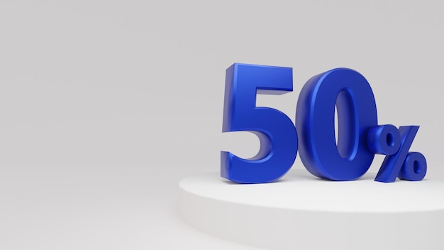 Promoção de venda de 50 por cento azul de renderização 3d