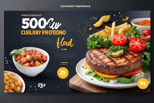 Foto promoción de alimentos en las redes sociales y plantilla de diseño de banners
