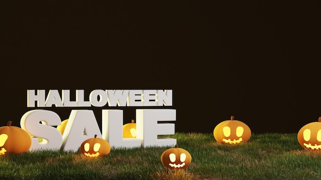 Promoción de venta de halloween de renderizado 3d con calabaza