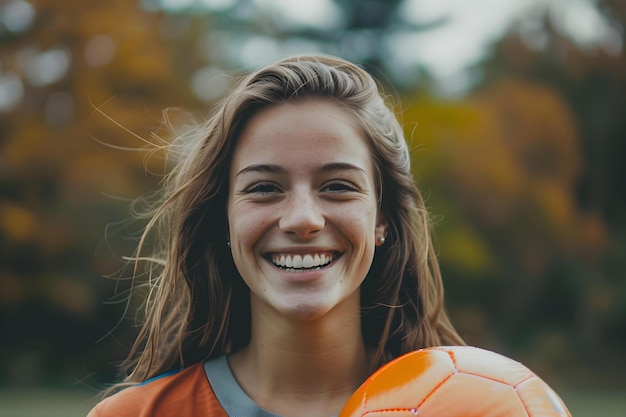 Promover a saúde mental positiva e a satisfação do cliente no Dia Mundial da Saúde Mental Uma mulher sorridente com uma bola Conceito Práticas conscientes Dicas de bem-estar mental Promover o autocuidado