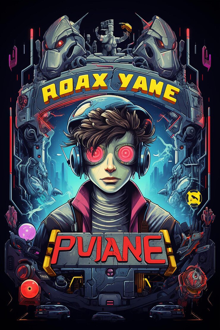Foto pronto jogador um no estilo de autopunk logotipo avocadopunk fenício impressão de tela de arte