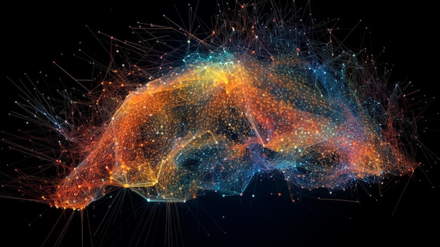 Propagación de las conexiones cerebrales digitales Inteligencia artificial y la idea de las redes neuronales Concepto para mapear las conexiones neuronales del cerebro y el conectoma IA generativa
