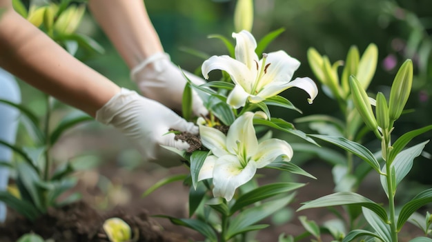 Foto la propagación de los lirios para más flores