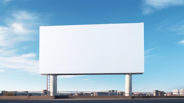 Propaganda horizontal branca em branco no fundo da cidade durante a publicidade de maquete de vista frontal durante o dia