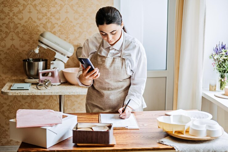 Foto propietario de una pequeña empresa local de confitería confitería pastelería mujer árabe asiática pastelera