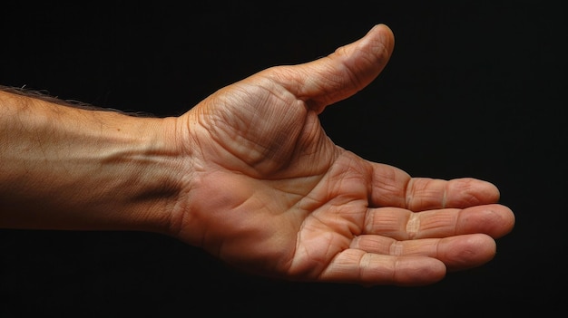 Foto las proporciones triangulares de una mano con la palma ocupando un gran triángulo y los dedos un