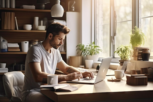 proprietário de uma empresa que trabalha no escritório em casa