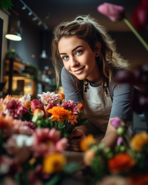 Foto proprietário de uma florista.