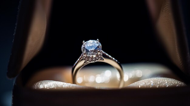 Propuesta de joyería y regalo de vacaciones anillo de compromiso de diamantes símbolo de amor, romance y compromiso