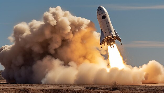 Foto el propulsor de la nave espacial en acción