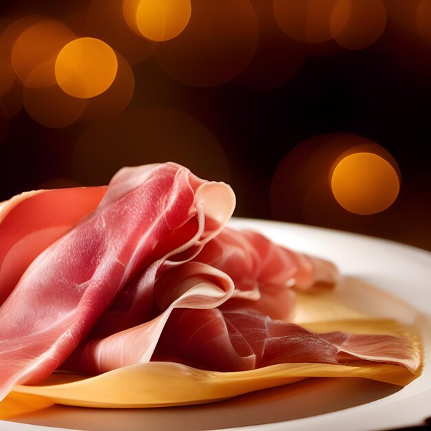 Foto prosciutto italiano crudo o jamón español carne sacudida jamón serrano sabroso