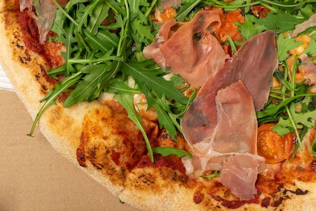 Prosciutto Pizza Textur Hintergrund Draufsicht