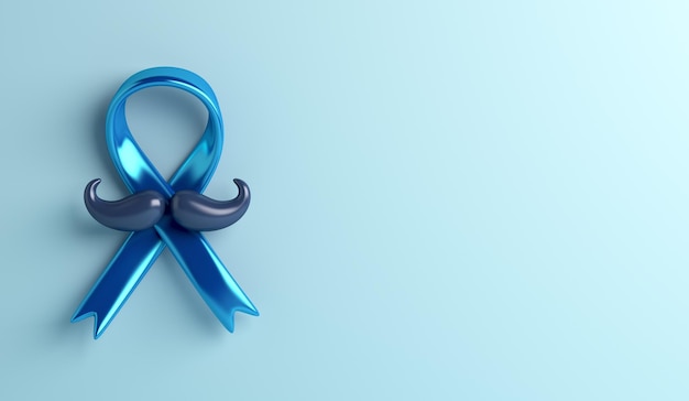 Prostatakrebs-Bewusstseinsmonat mit Band, Schnurrbart auf blauem Hintergrund