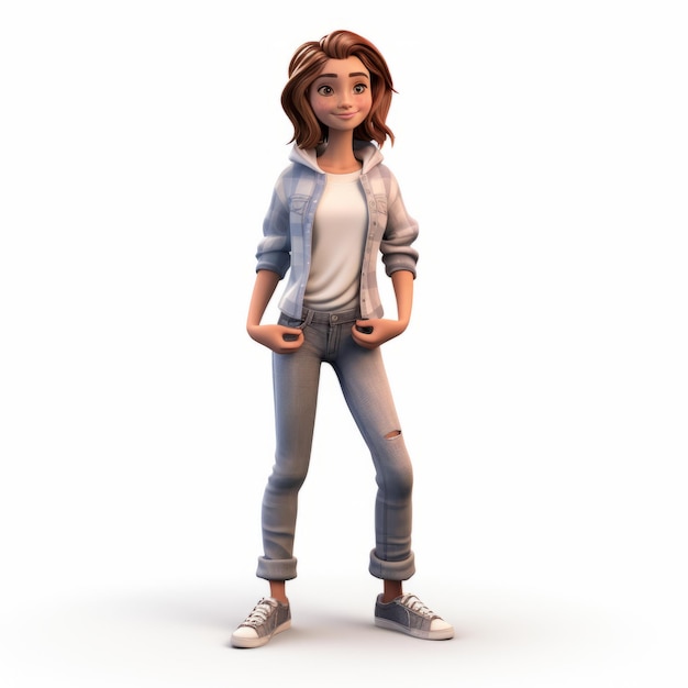 Foto protagonista jovem 3d render cartoon de madison em jeans