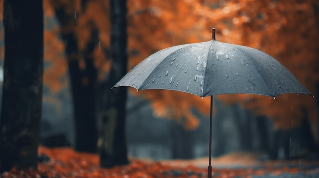 Proteção contra a chuva closeup de guarda-chuva cinza gerado por IA