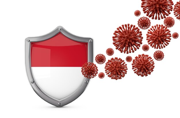 Proteção de escudo de bandeira da Indonésia contra uma bactéria de vírus d renderização