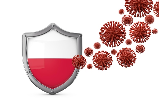 Proteção de escudo de bandeira da Polônia contra uma bactéria de vírus d renderização