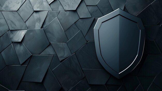 Foto proteção reforçada de firewall de escudo de rede de cibersegurança em black and silver wall