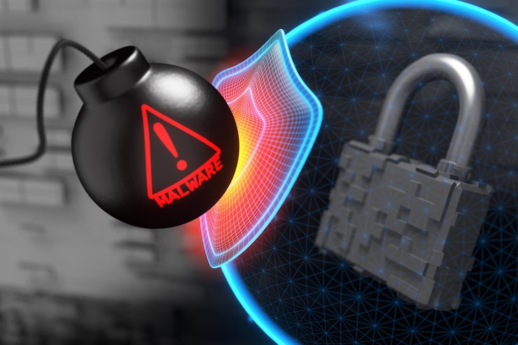 Foto protección contra malware y ataques ddos concepto de protección contra ataques de virus renderizado en 3d