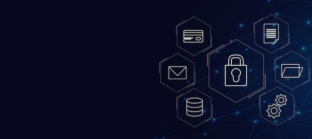 protección de datos y concepto de ciberseguridad seguridad de la red de Internet en línea con icono de candado