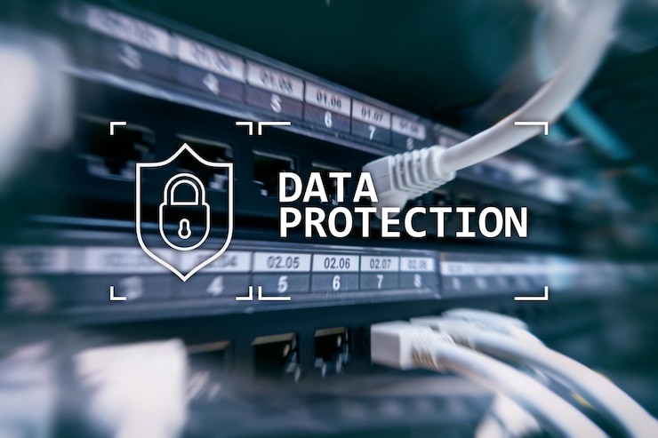 Foto protección de datos privacidad de la información de seguridad cibernética concepto de internet y tecnología fondo de la sala del servidor