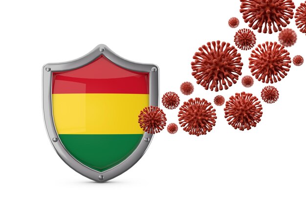 Protección de escudo de bandera de Bolivia contra un virus bacteria d render