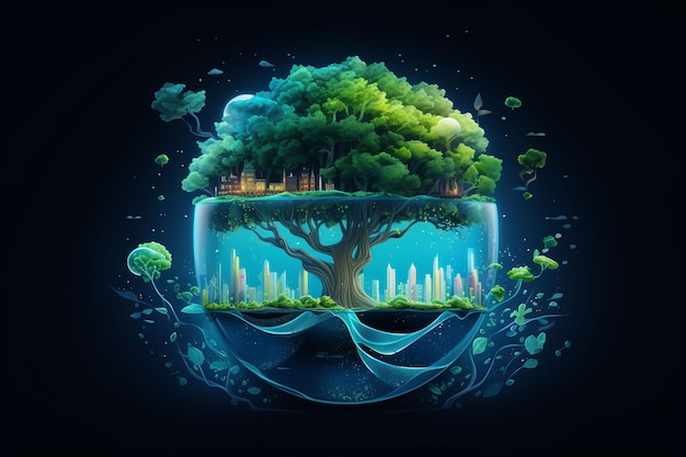 Protección del medio ambiente y ahorro de agua de la tierra