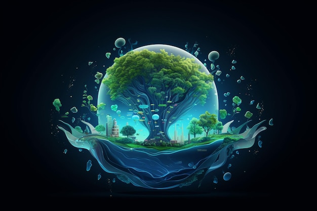 Protección del medio ambiente y ahorro de agua de la tierra